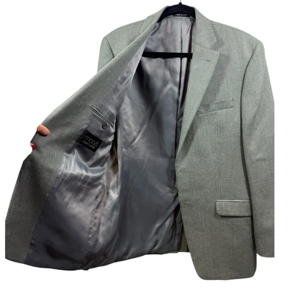 Lauren Ralph Lauren Men's 2 Button Blazer Gray Houndstooth‎ 40R